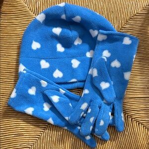 Joe Boxer Blue and White Heart Hat and Gloves Set